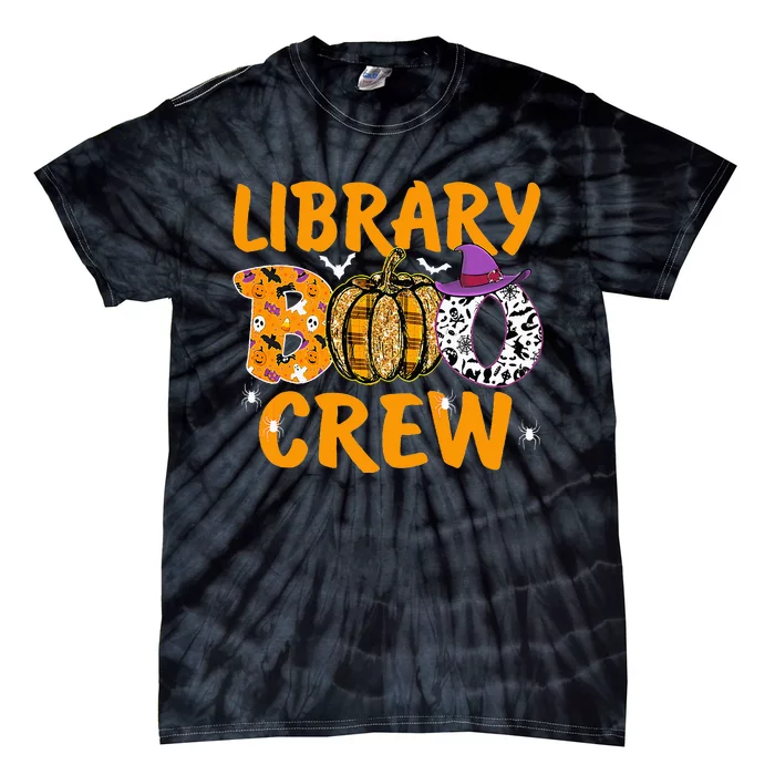 Library Boo Crew School Librarian Halloween Library Book Tie-Dye T-Shirt