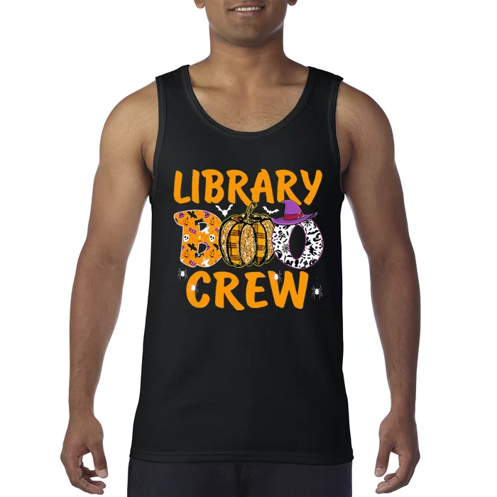 Library Boo Crew School Librarian Halloween Library Book Tank Top