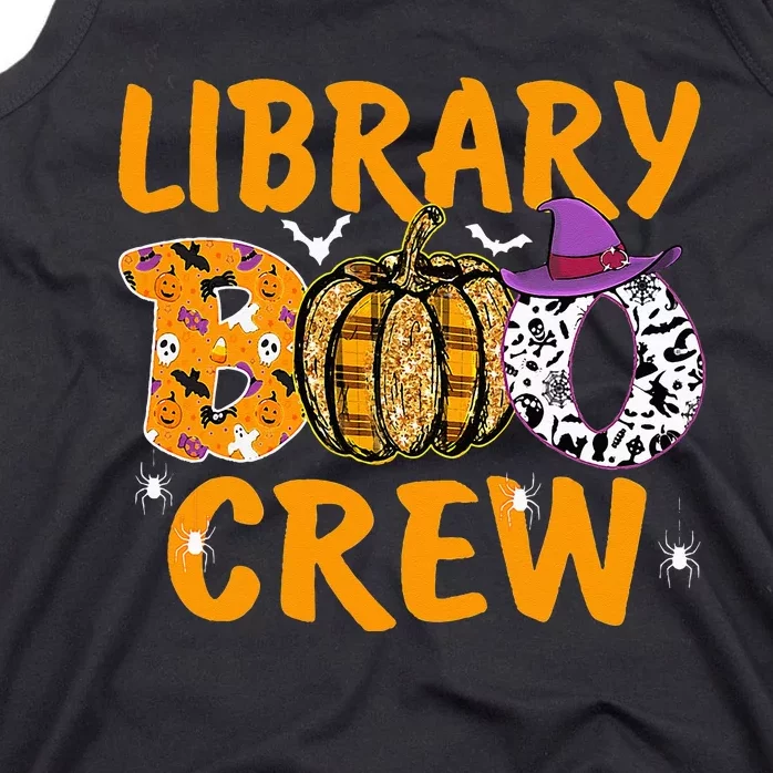 Library Boo Crew School Librarian Halloween Library Book Tank Top