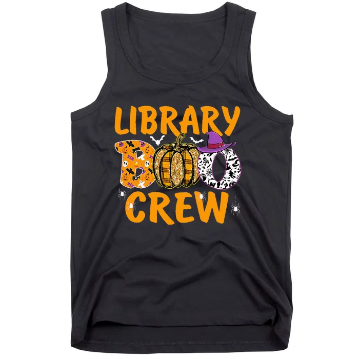 Library Boo Crew School Librarian Halloween Library Book Tank Top