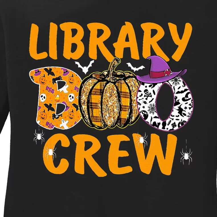 Library Boo Crew School Librarian Halloween Library Book Ladies Long Sleeve Shirt