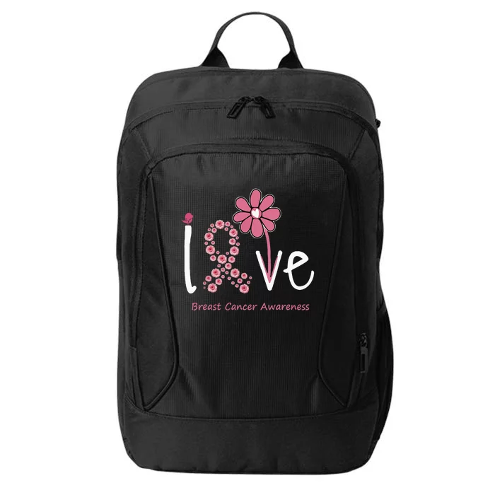 Love Breast Cancer Pink Ribbon Floral City Backpack