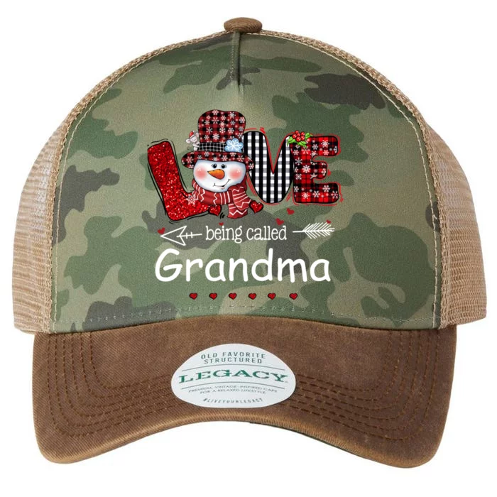 Love being called Grandma Snowman Christmas Red Plaid Xmas Legacy Tie Dye Trucker Hat