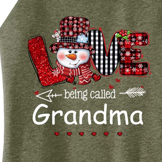 Love being called Grandma Snowman Christmas Red Plaid Xmas Women’s Perfect Tri Rocker Tank