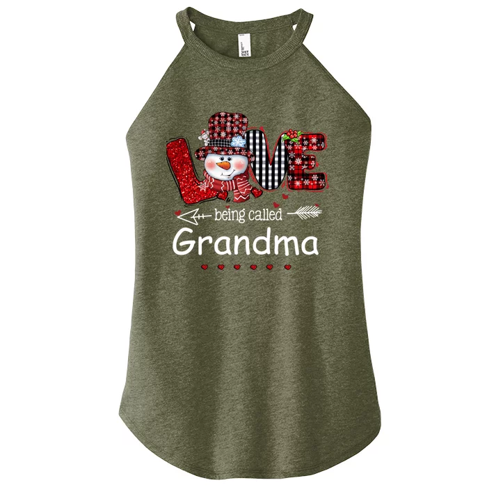 Love being called Grandma Snowman Christmas Red Plaid Xmas Women’s Perfect Tri Rocker Tank