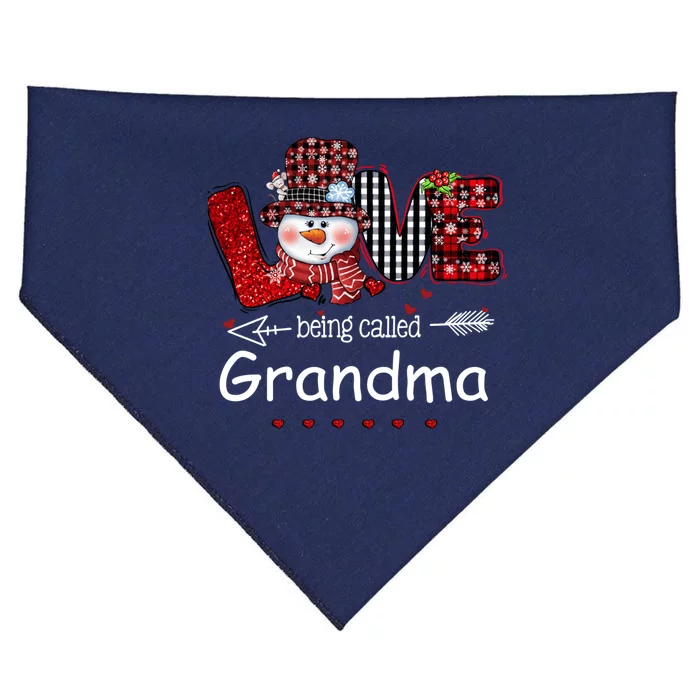 Love being called Grandma Snowman Christmas Red Plaid Xmas USA-Made Doggie Bandana