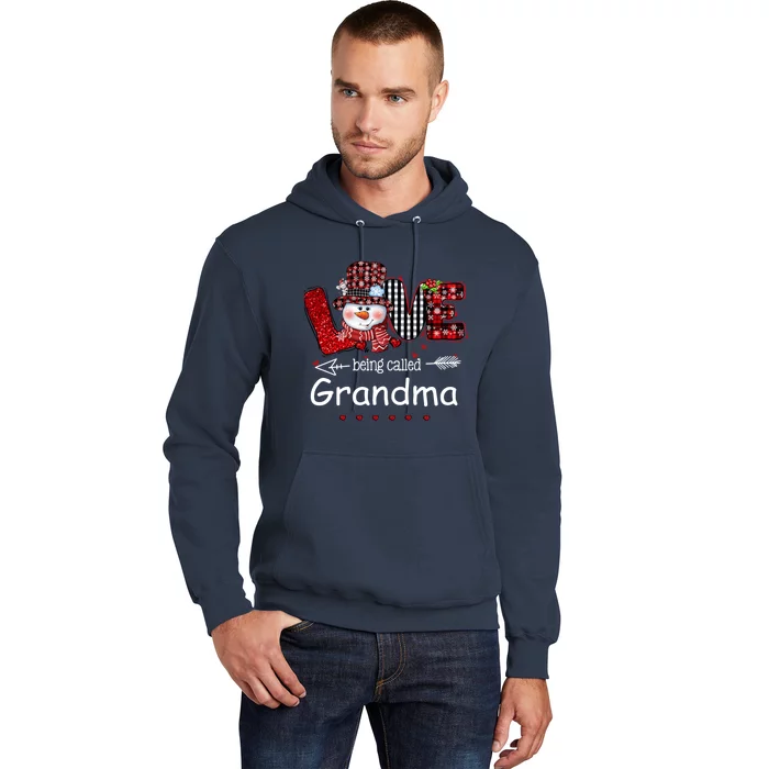 Love being called Grandma Snowman Christmas Red Plaid Xmas Hoodie