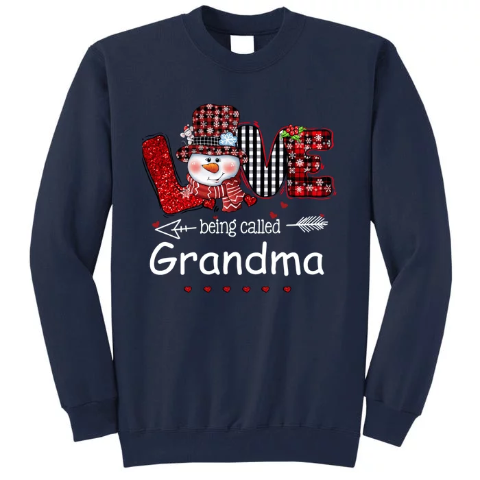 Love being called Grandma Snowman Christmas Red Plaid Xmas Tall Sweatshirt