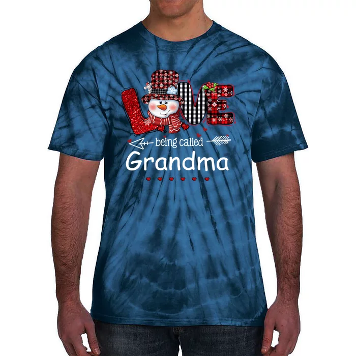 Love being called Grandma Snowman Christmas Red Plaid Xmas Tie-Dye T-Shirt