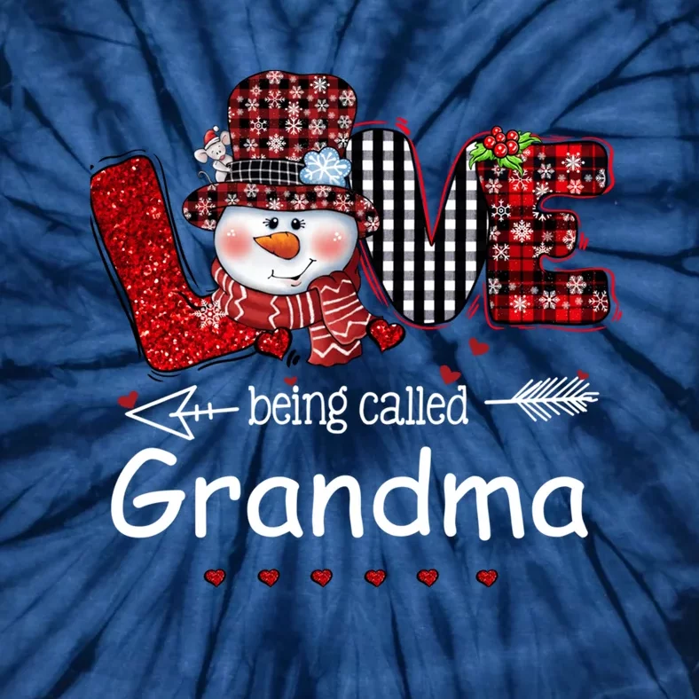 Love being called Grandma Snowman Christmas Red Plaid Xmas Tie-Dye T-Shirt