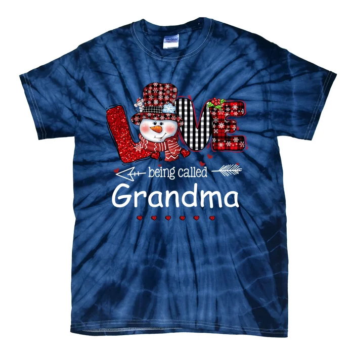 Love being called Grandma Snowman Christmas Red Plaid Xmas Tie-Dye T-Shirt