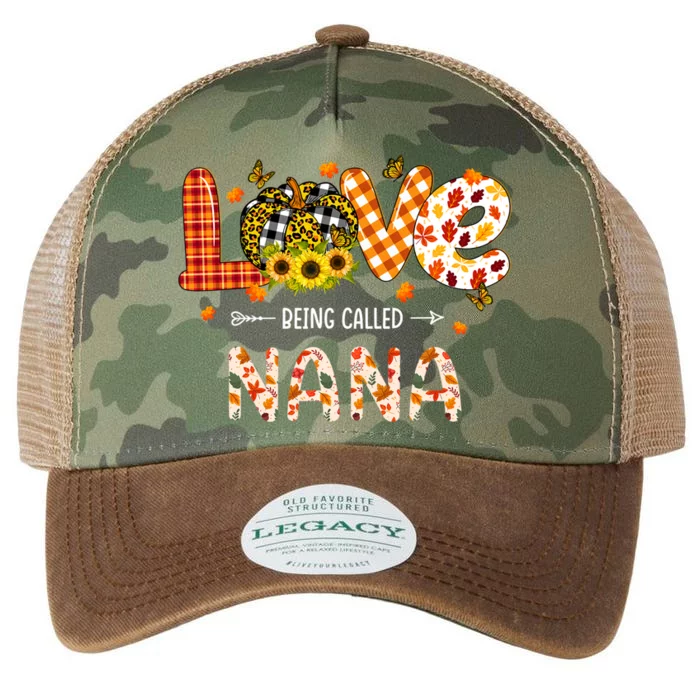 Love Being Called Nana Leopard Plaid Pumpkin Thanksgiving Gift Legacy Tie Dye Trucker Hat