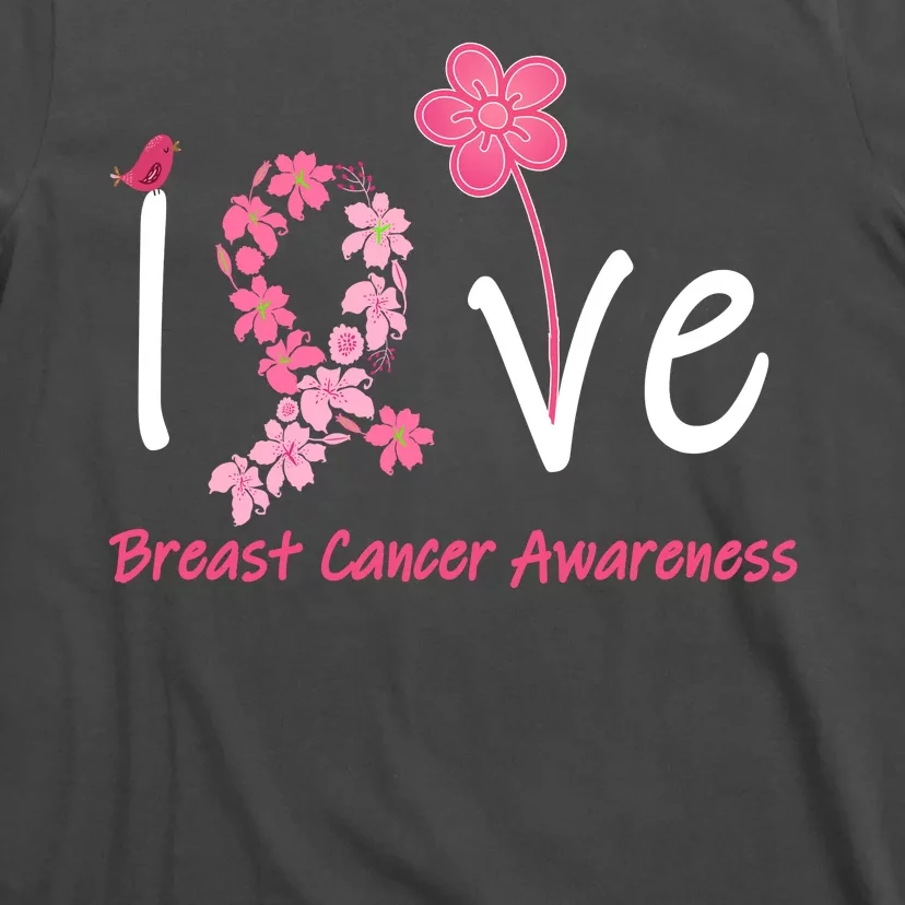 Love Breast Cancer Awareness Flower Ribbon T-Shirt