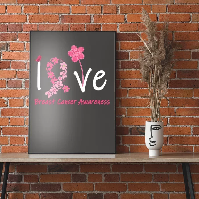 Love Breast Cancer Awareness Flower Ribbon Poster