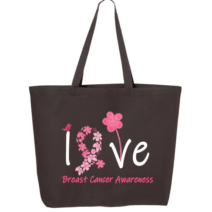 Love Breast Cancer Awareness Flower Ribbon 25L Jumbo Tote