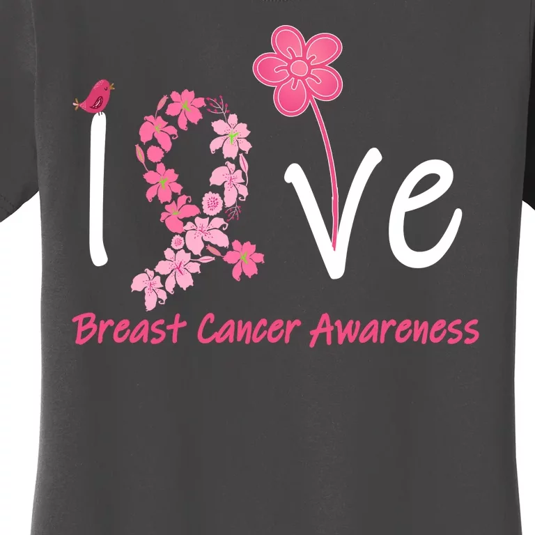 Love Breast Cancer Awareness Flower Ribbon Women's T-Shirt