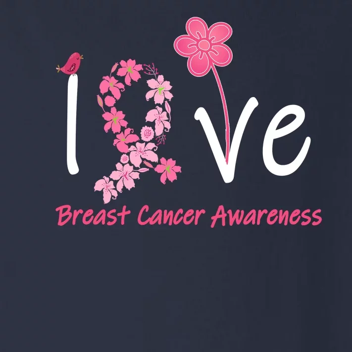 Love Breast Cancer Awareness Flower Ribbon Toddler Long Sleeve Shirt