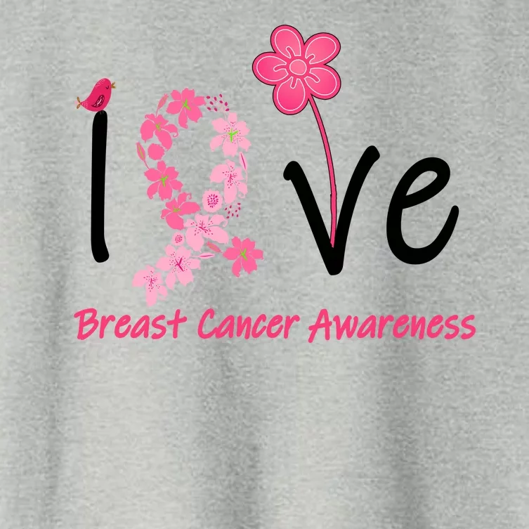 Love Breast Cancer Awareness Flower Ribbon Women's Crop Top Tee