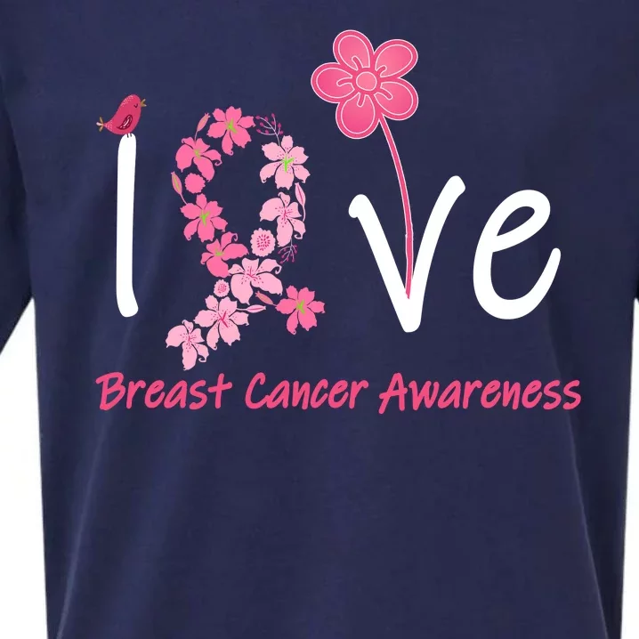 Love Breast Cancer Awareness Flower Ribbon Sueded Cloud Jersey T-Shirt