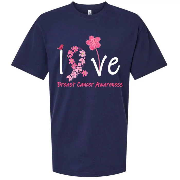 Love Breast Cancer Awareness Flower Ribbon Sueded Cloud Jersey T-Shirt