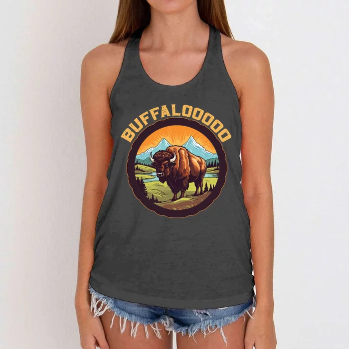 Lucky Buffalo Casino Slot Machine Buffalooooo Gambling Women's Knotted Racerback Tank