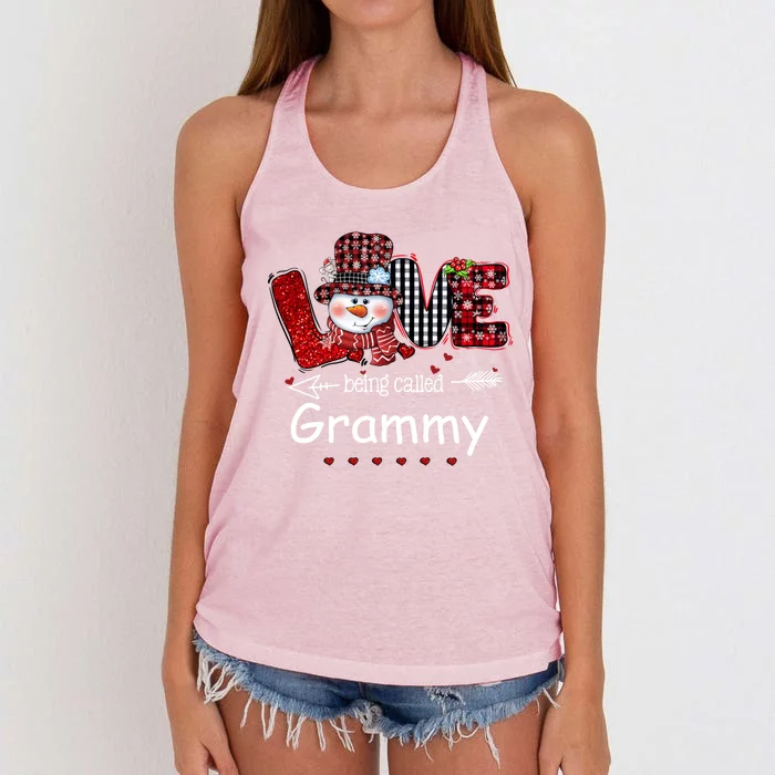 Love Being Called Grammy Snow Christmas Red Plaid Xmas Funny Gift Women's Knotted Racerback Tank