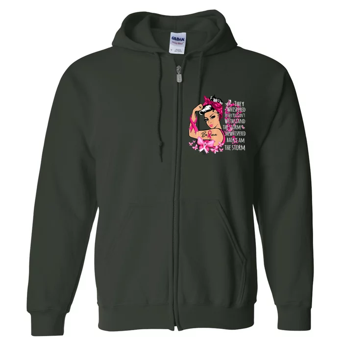 Leapard Breast Cancer Awareness Warrior Support Believe Full Zip Hoodie