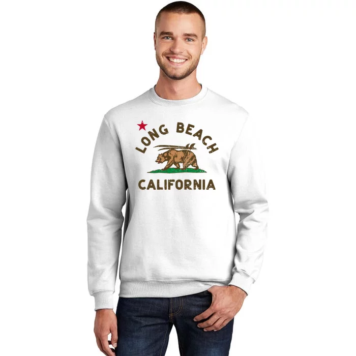 Long Beach California Beach Flag Bear Surf Ca Vintage Sweatshirt