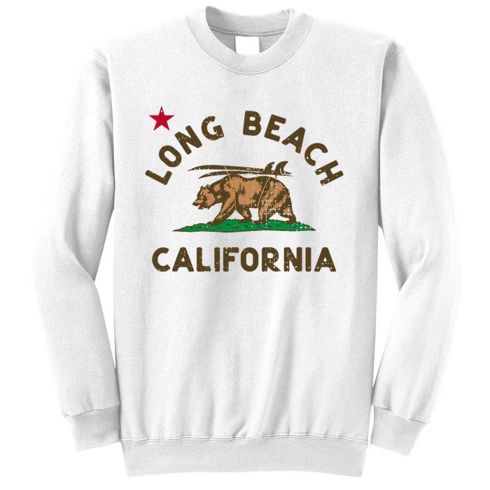 Long Beach California Beach Flag Bear Surf Ca Vintage Sweatshirt