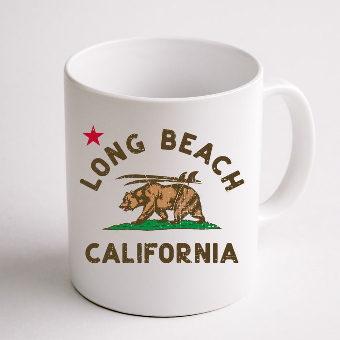 Long Beach California Beach Flag Bear Surf Ca Vintage Coffee Mug