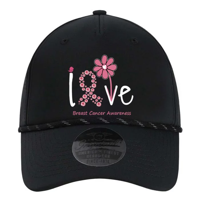 Love Breast Cancer Pink Ribbon Floral Performance The Dyno Cap