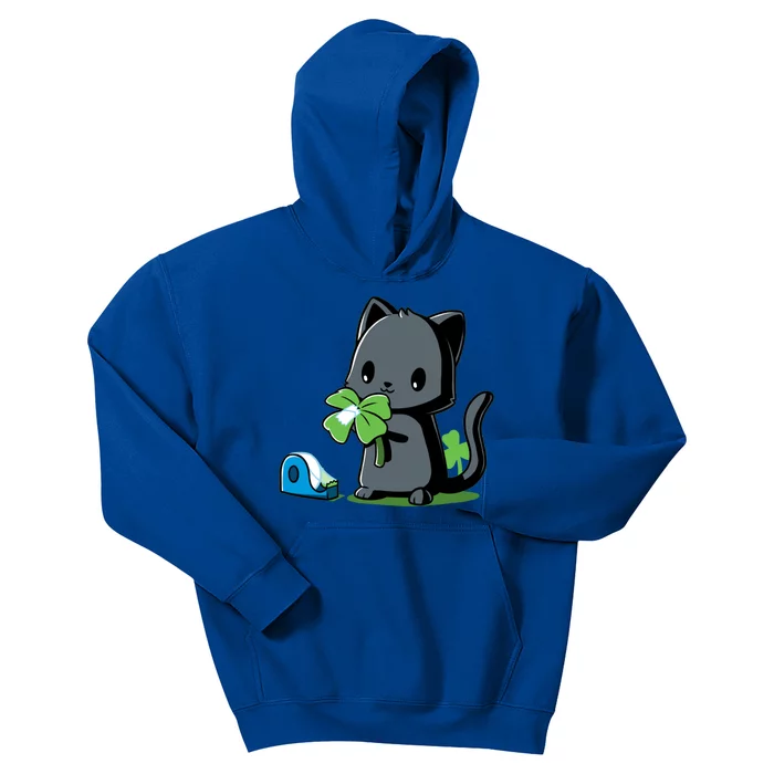 Lucky Black Cat Gift Funny St Patricks Day Cat Gift Kids Hoodie