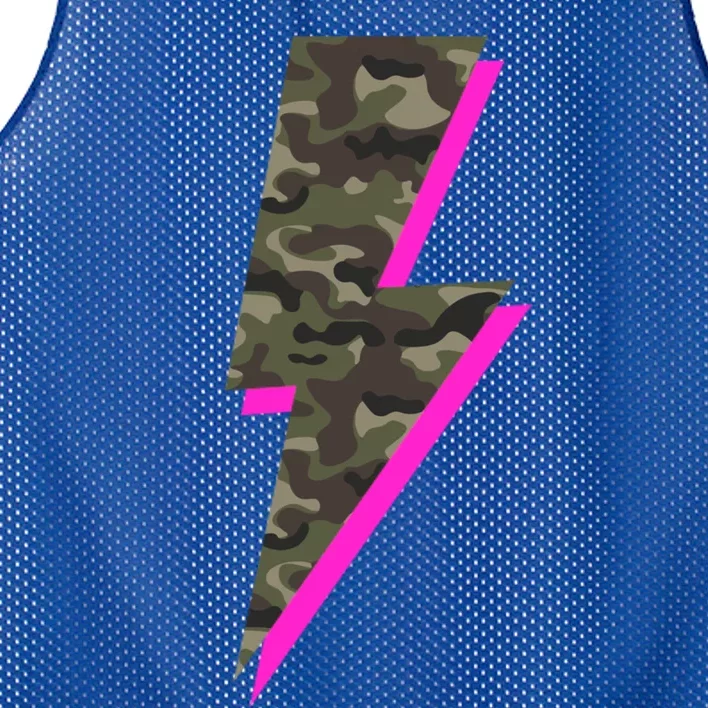 Teeshirtpalace Lightning Bolt Camo Hot Pink Camouflage Graphic Print Gift Mesh Reversible Basketball Jersey Tank