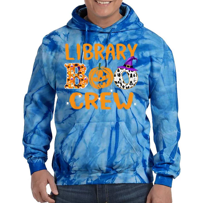 Library Boo Crew School Librarian Halloween Library Book Tie Dye Hoodie