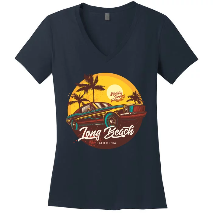 Long Beach California Women's V-Neck T-Shirt