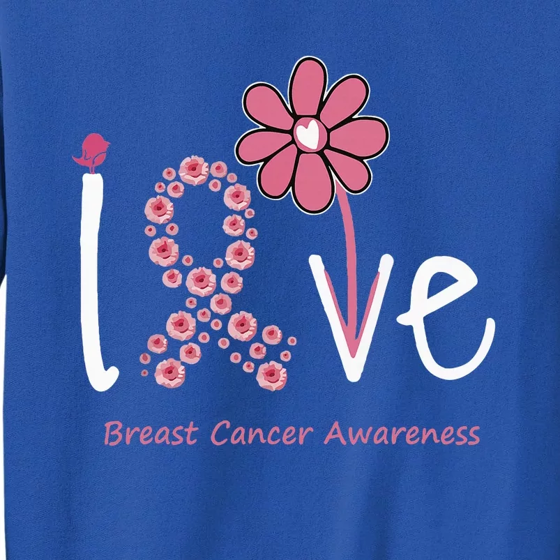 Love Breast Cancer Pink Ribbon Floral Tall Sweatshirt