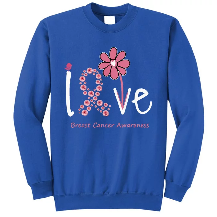 Love Breast Cancer Pink Ribbon Floral Tall Sweatshirt