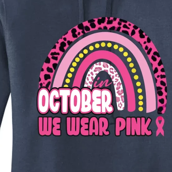 Leopard Breast Cancer Awareness In October We Wear Pink Women's Pullover Hoodie