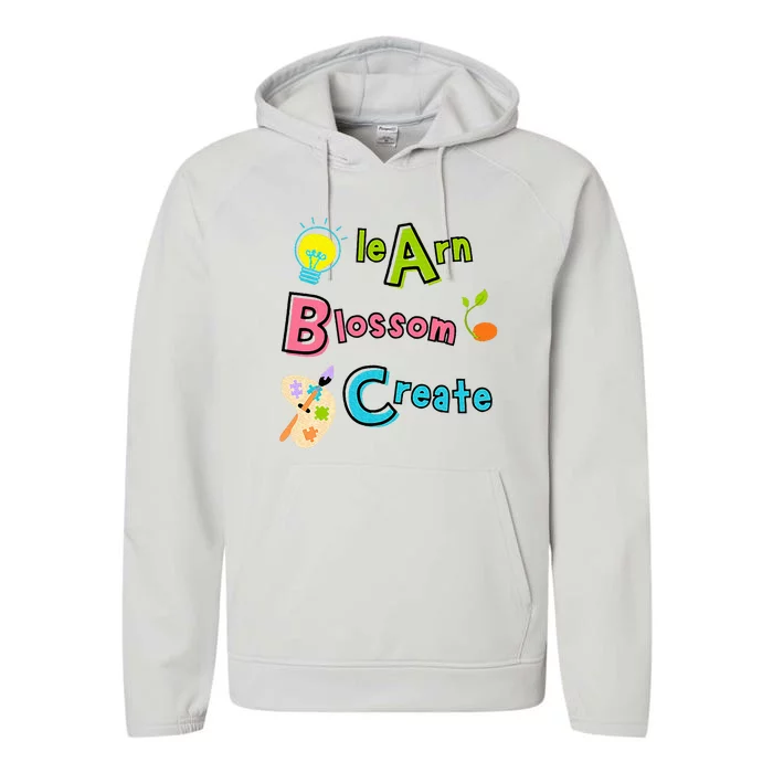 Learn Blossom Create Back To School Positive Abc Teacher Performance Fleece Hoodie