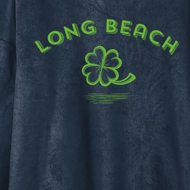 Long Beach California / Irish American Vintage Shamrock Gift Hooded Wearable Blanket