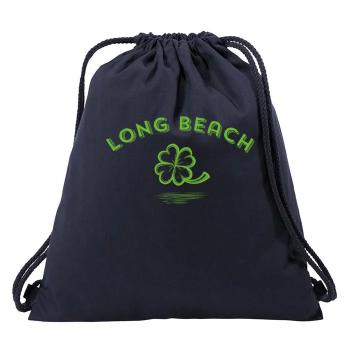 Long Beach California / Irish American Vintage Shamrock Gift Drawstring Bag