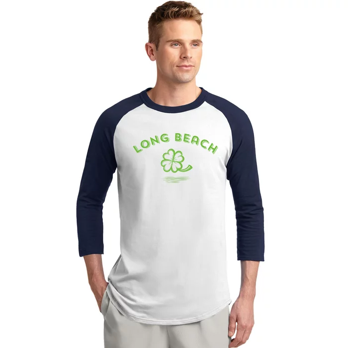 Long Beach California / Irish American Vintage Shamrock Gift Baseball Sleeve Shirt