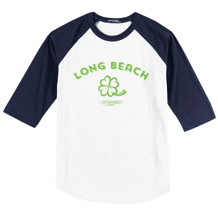 Long Beach California / Irish American Vintage Shamrock Gift Baseball Sleeve Shirt