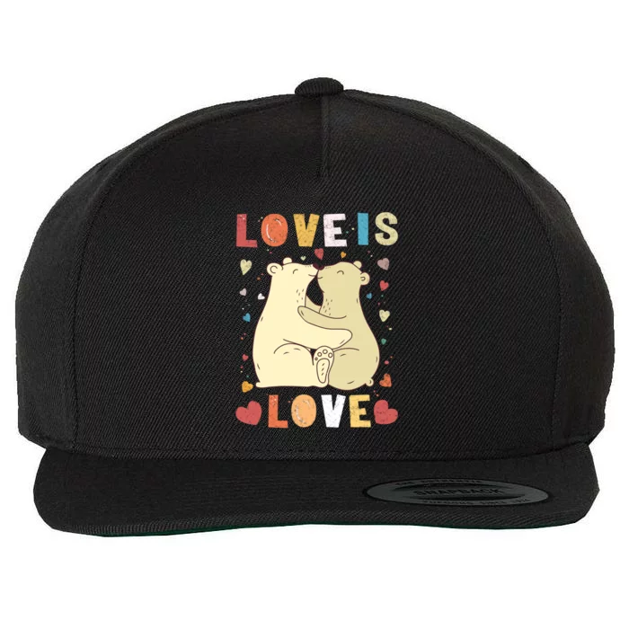 Love Bear Couple Gift Love Is Love Gift Cuddly Bears Gift Wool Snapback Cap