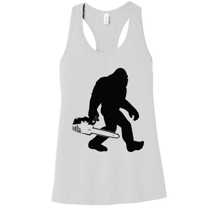 Lumberjack Bigfoot Chainsaw Sasquatch Logger Funny Women's Racerback Tank