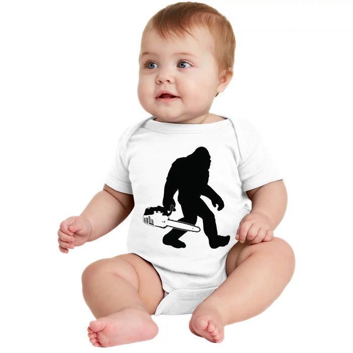 Lumberjack Bigfoot Chainsaw Sasquatch Logger Funny Baby Bodysuit