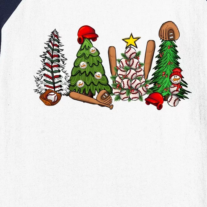 Love Baseball Christmas Tree Holiday Season Baseball Sleeve Shirt