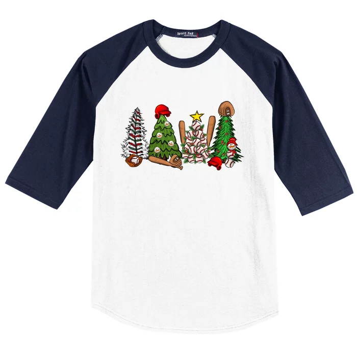 Love Baseball Christmas Tree Holiday Season Baseball Sleeve Shirt