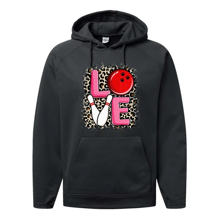 Love Bowling Cute Bowling Women Bowler Performance Fleece Hoodie