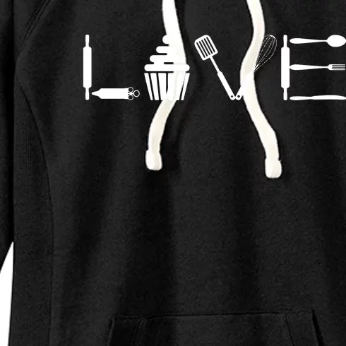 'Love' Baking Cupcake Gift For Bakers And Pastry Chefs Women's Fleece Hoodie